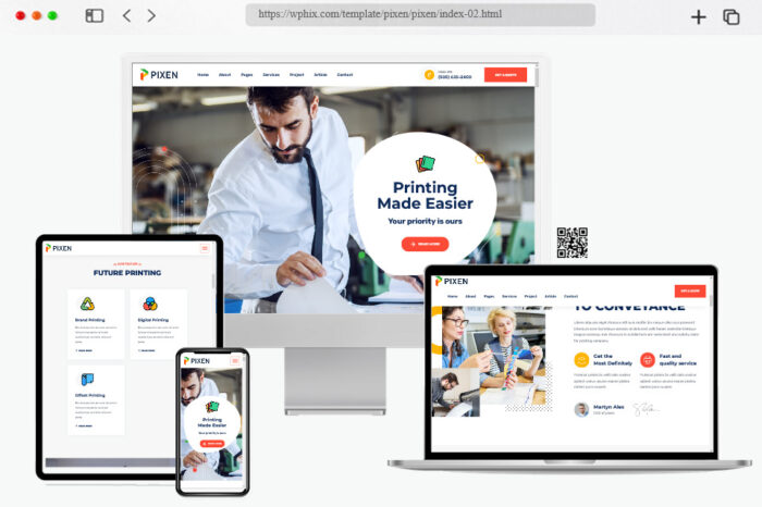 pixen printing services company html template