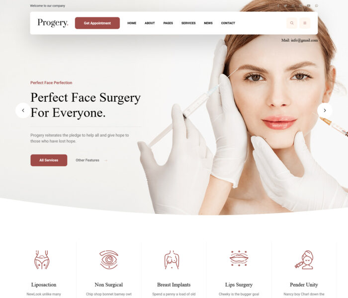 progery plastic surgery wordpress theme