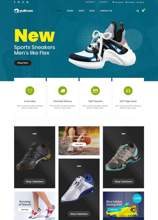 pullman shoes sport html template
