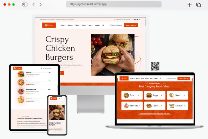 qichen fast food restaurant react nextjs template