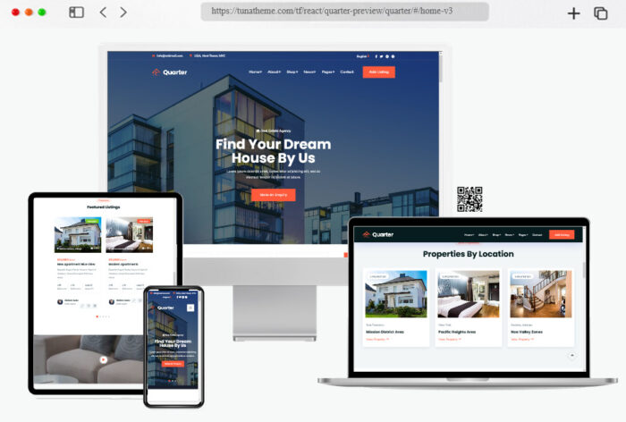 quarter real estate react template