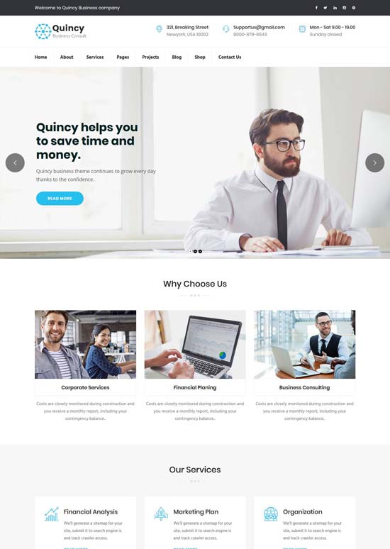 quincy business consulting wordpress theme