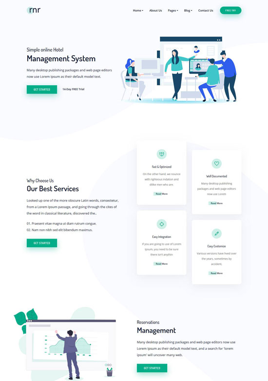 rnr sass software landing page template