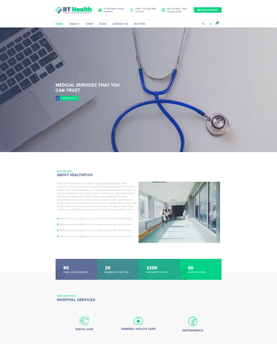 rt health free health wordpress theme