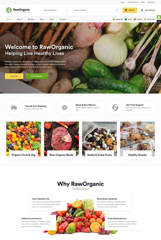 raworganic organic wordpress theme