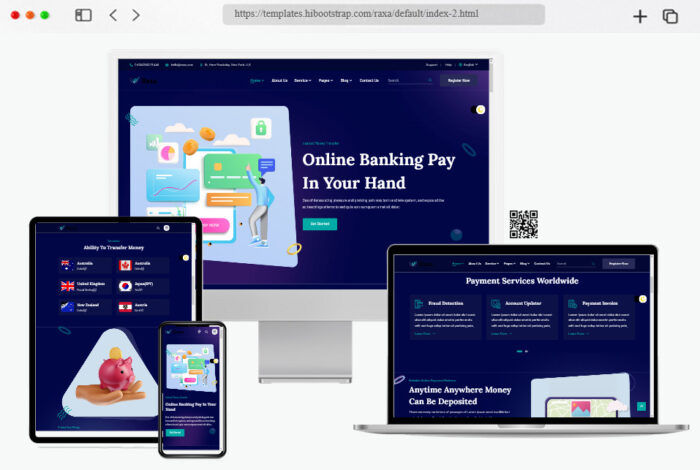 raxa money transfer online banking html template
