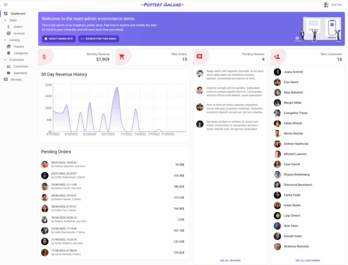 react admin theme