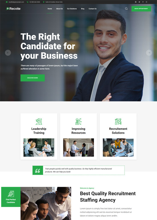 recvite staffing agency wordpress theme