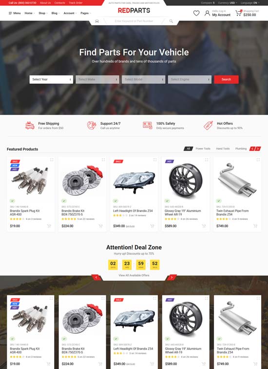 redparts auto parts html template