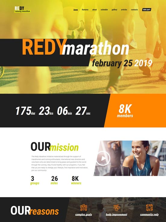 redy marathon sports wordpress theme
