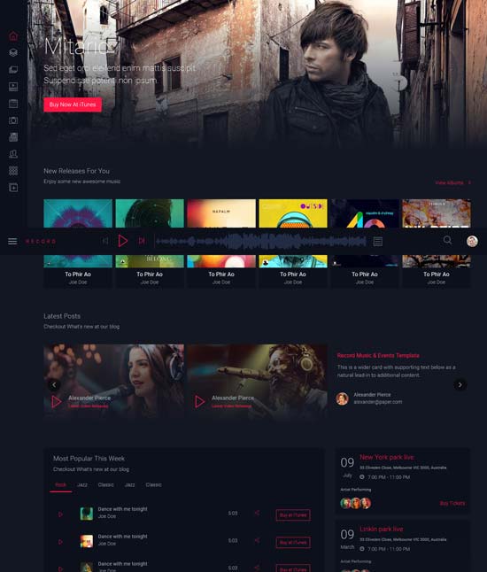 rekord ajaxify music podcast html template