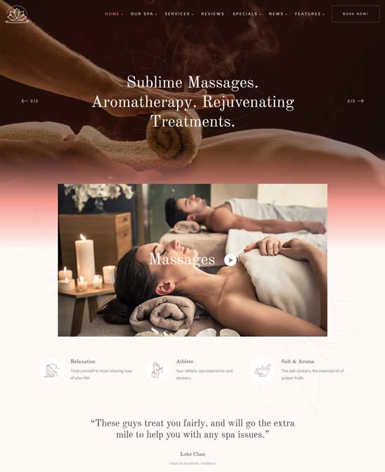 rela spa massage salon wordpress
