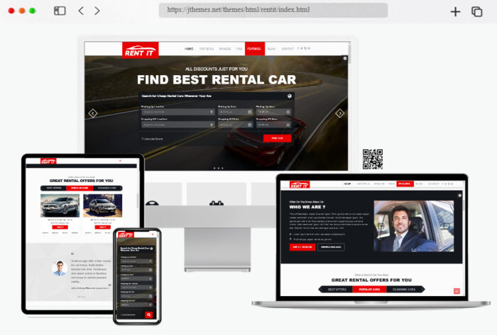rent it car rental bootstrap template