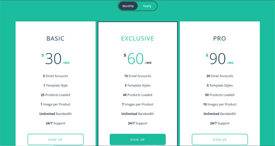 responsive flip pricing table
