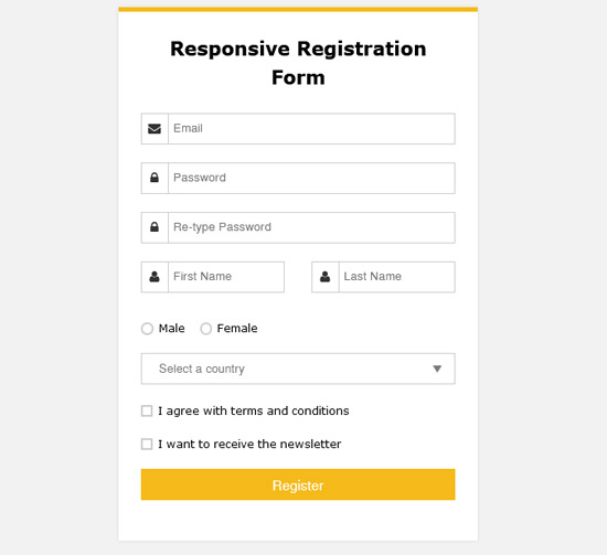 responsive registration form