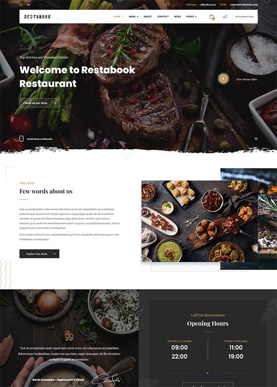 restabook restaurant html template
