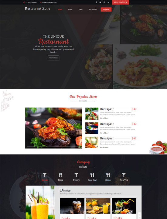 restaurant zone free wordpress theme