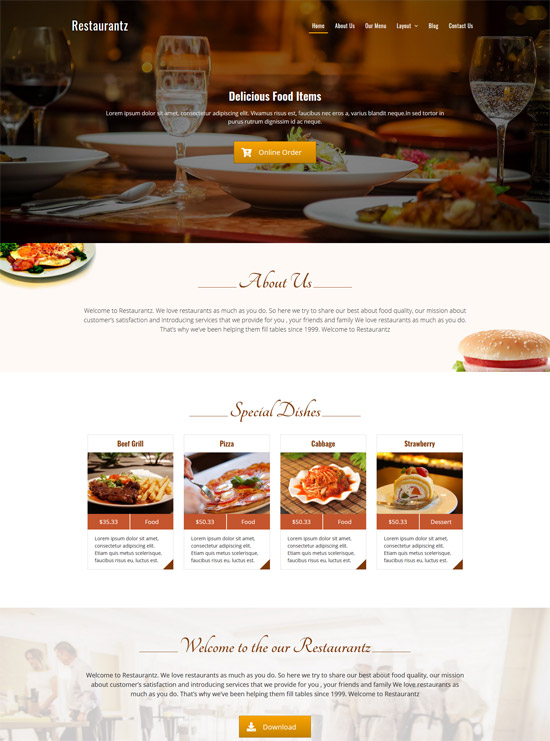 restaurantz free restaurant wordpress theme