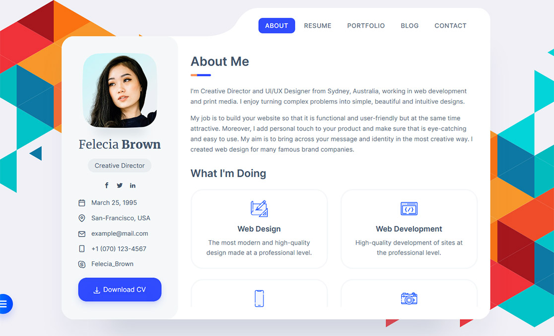 create resume by html