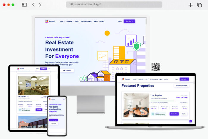 revest real estate investment react nextjs template