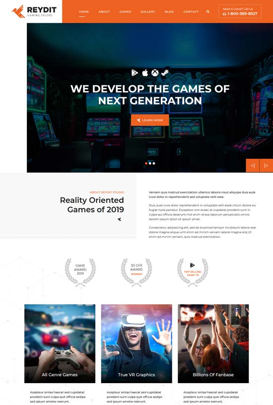reydit gaming studio html template