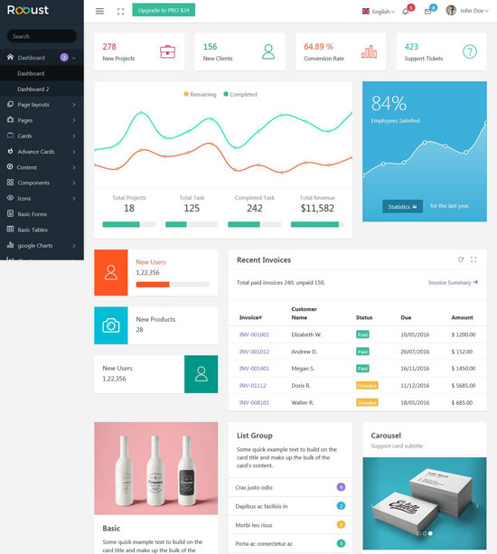 robust free bootstrap admin template