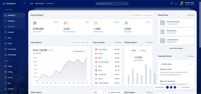 rocketman tailwind css admin dashboard template