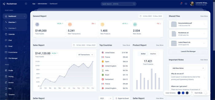 rocketman vuejs admin dashboard template