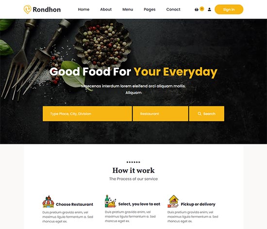 rondhon food delivery html template