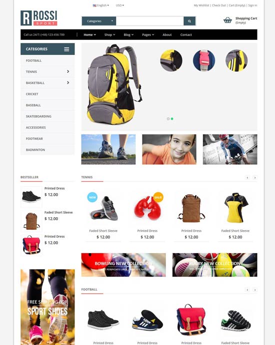 rossi sport ecommerce bootstrap template