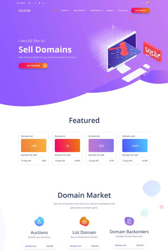 Saldom Domain Sale HTML5 Templates