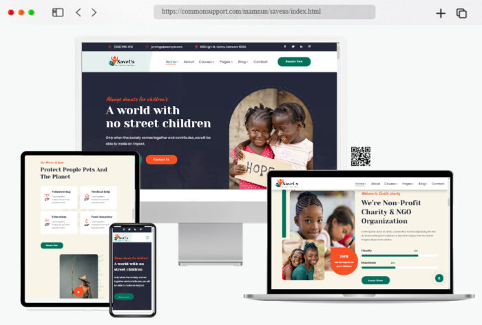 saveus nonprofit charity html template