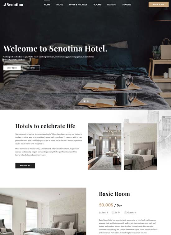 senotina hotel wordpress theme