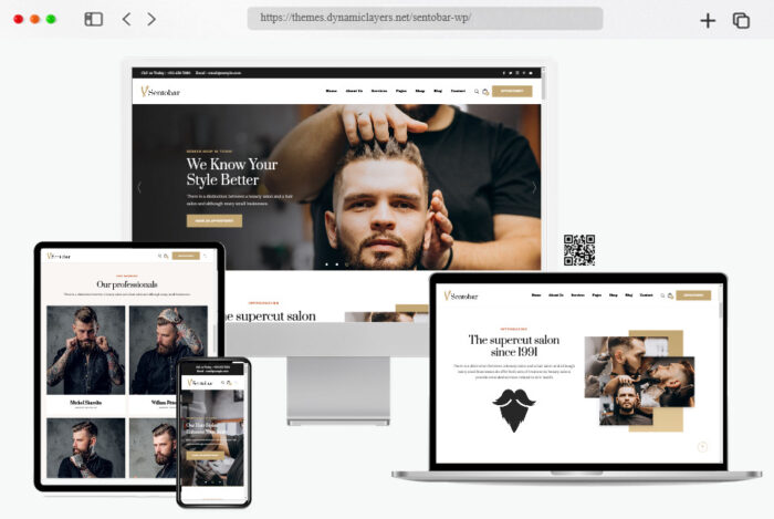 sentobar barbershop portfolio theme