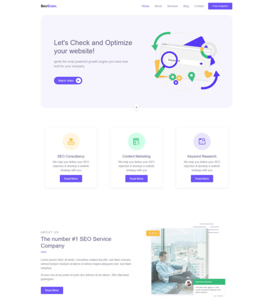 seogram free bootstrap landing page template