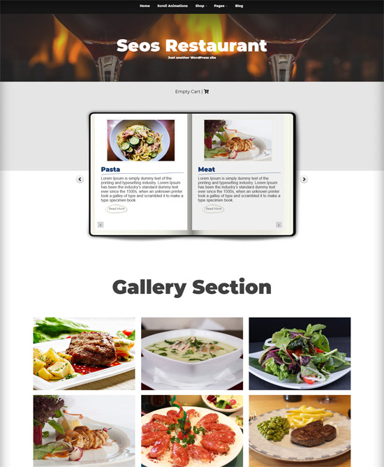 seos restaurant free wp template