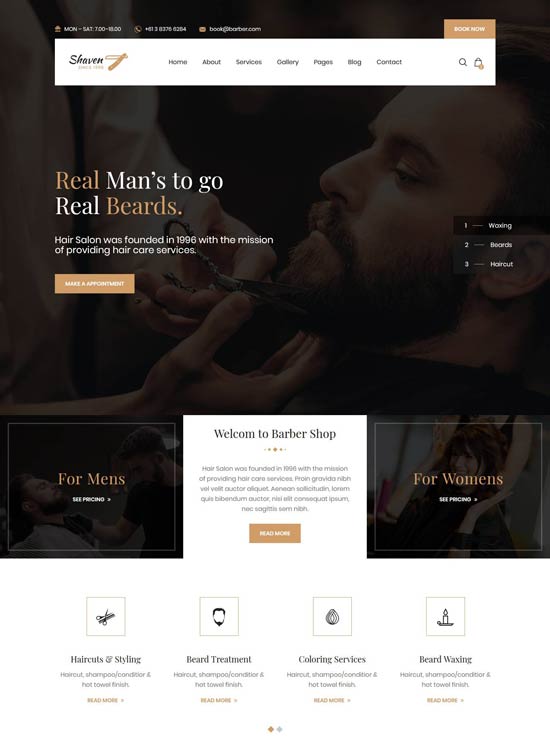 shaven hairdressers salon html template