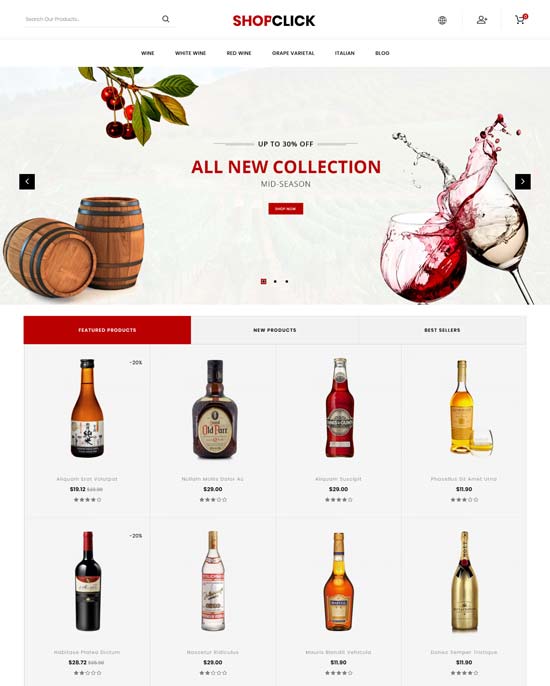 shopclick wine prestashop theme