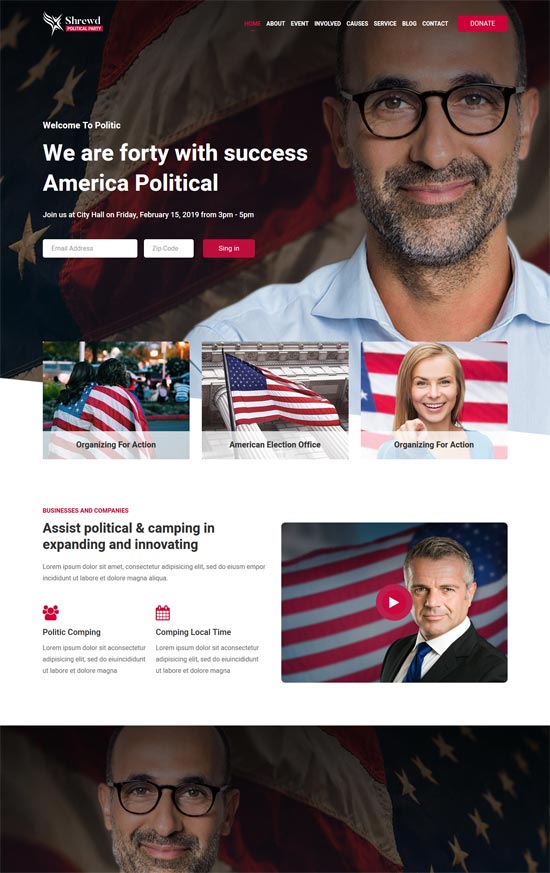shrewd political html template