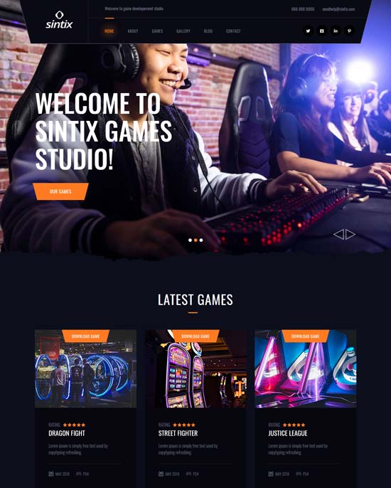 sintix gaming studio html template
