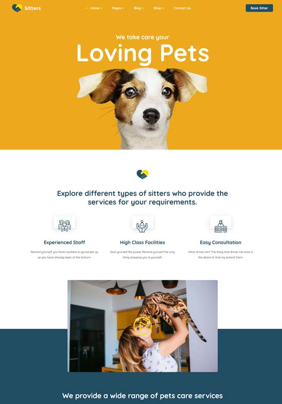 sitters pet sitter html template