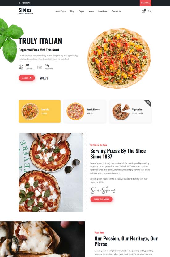 slices pizza restaurant html template