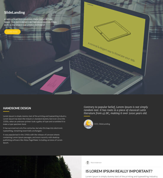 slidelanding bootstrap landing page template