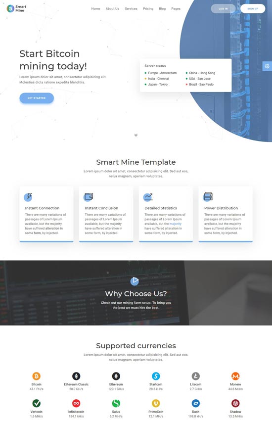 smartmine crypto mining html template