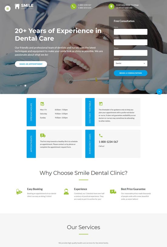 smile dentistry html template