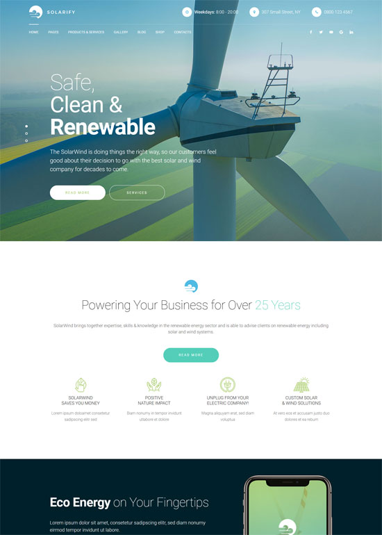solarify eco energy wordpress theme