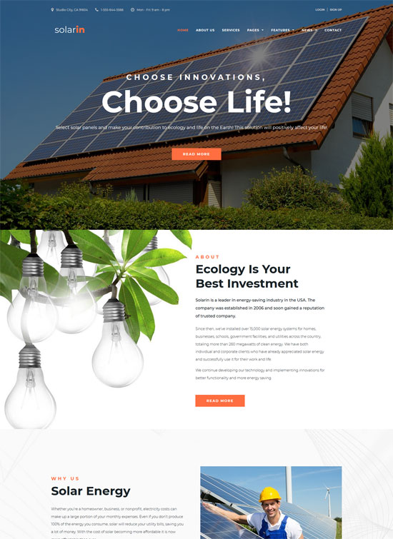 solarin solar energy wordpress theme