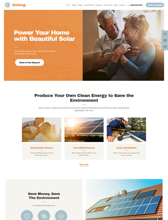 soleng solar energy company wordpress theme