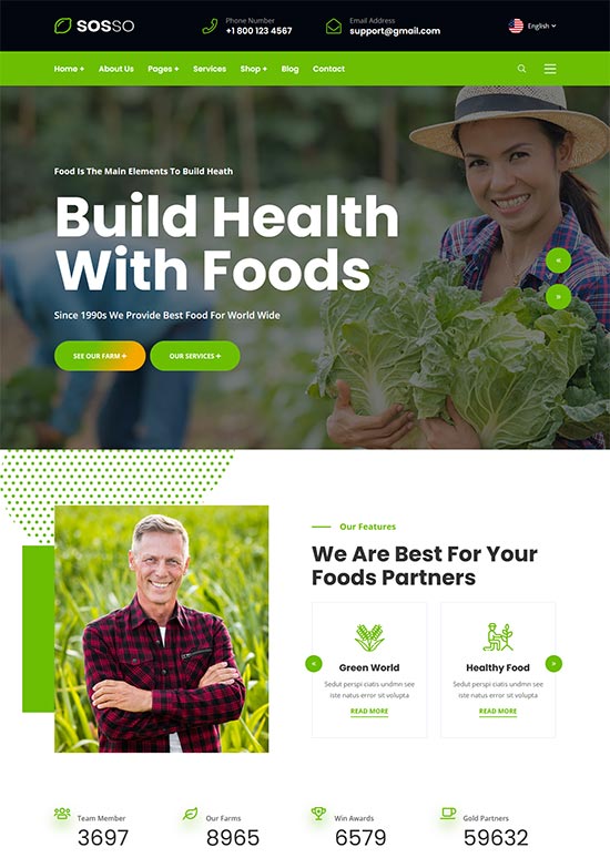 sosso agriculture wordpress theme
