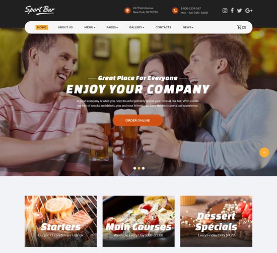 sports bar beer html template
